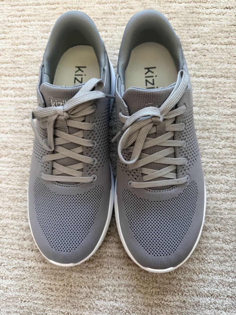 Kizik Lima Men’s Gray Knit Lace-Up Comfort Sneakers